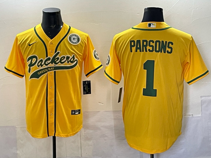 Men Green Bay Packers #1 Parsons yellow Nike NFL 2025 jersey 07->green bay packers->NFL Jersey